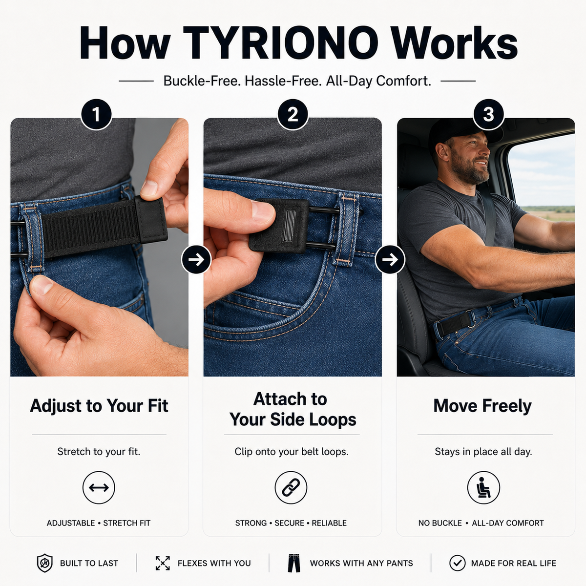 TYRIONO™ Buckle-Free Belt for Long Driving Days